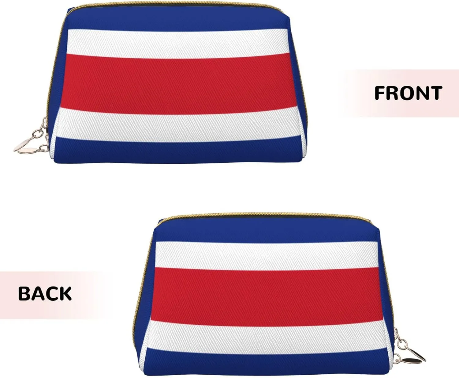 Flag Of Costa Ricamakeup Bag Organizer,Toiletry Cosmetic Bag,Zipper Pouch Brushes Storage Case(Large)