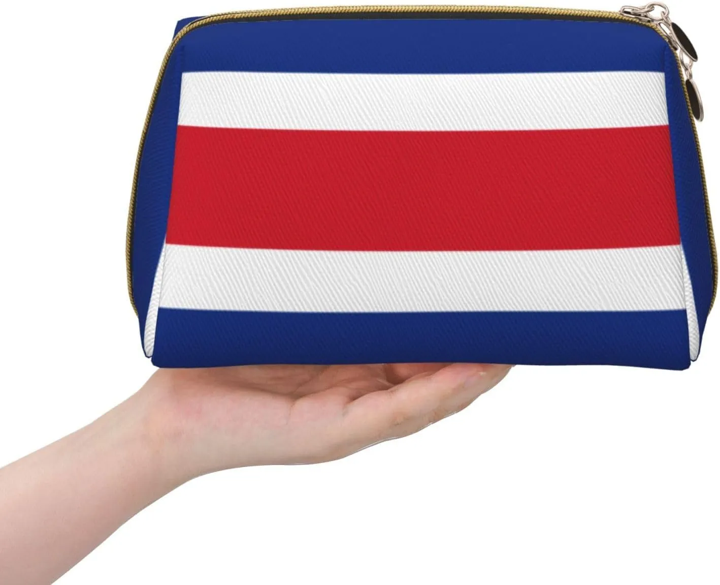 Flag Of Costa Ricamakeup Bag Organizer,Toiletry Cosmetic Bag,Zipper Pouch Brushes Storage Case(Large)