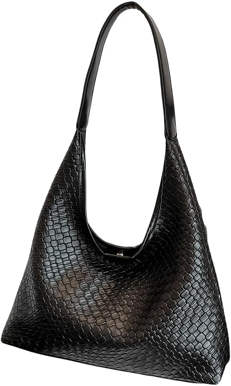 Floerns Women's Leather Tote Bag Woven Hobo Bag Top Handle Shoulder Bag Handbag