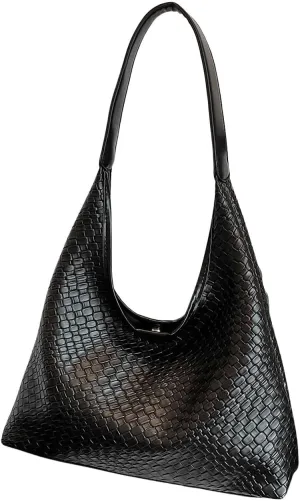 Floerns Women's Leather Tote Bag Woven Hobo Bag Top Handle Shoulder Bag Handbag