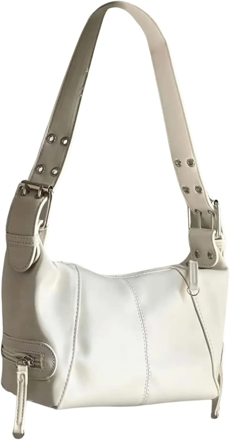 Floerns Women's Y2k Leather Hobo Bag Street Grommet Eyelet Shoulder Handbag