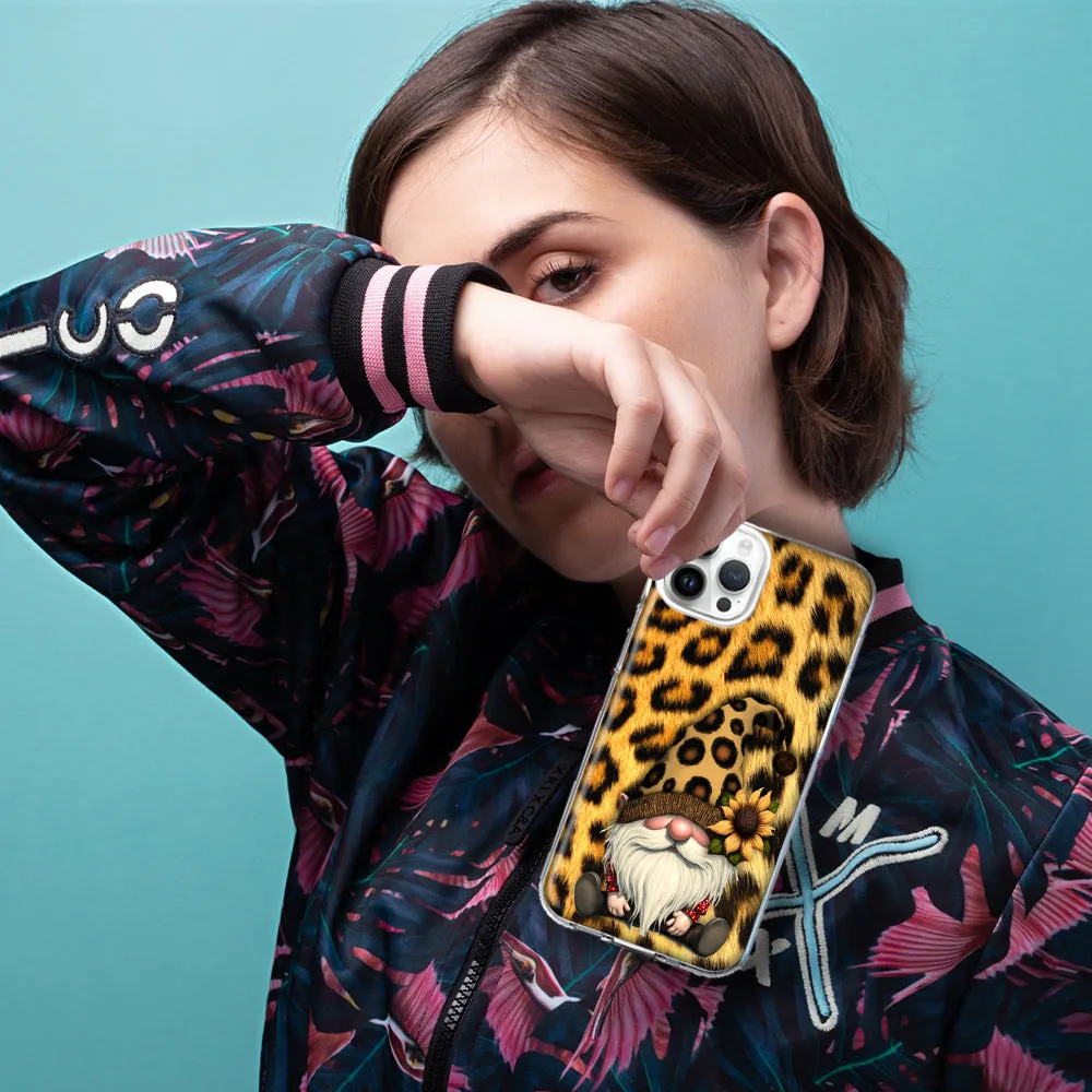 For Apple iPhone 14 Pro Max Gnome Sunflower Leopard Design Hybrid Protective Phone Case Cover