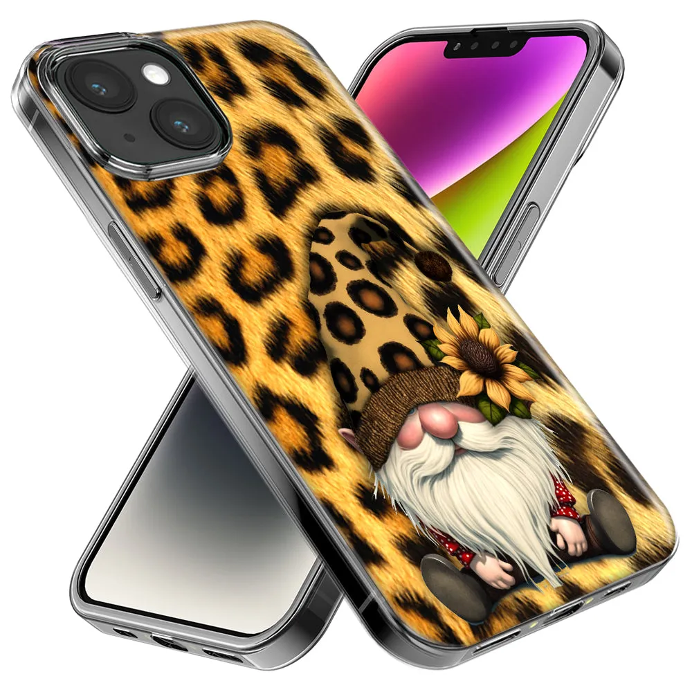 For Apple iPhone 14 Pro Max Gnome Sunflower Leopard Design Hybrid Protective Phone Case Cover