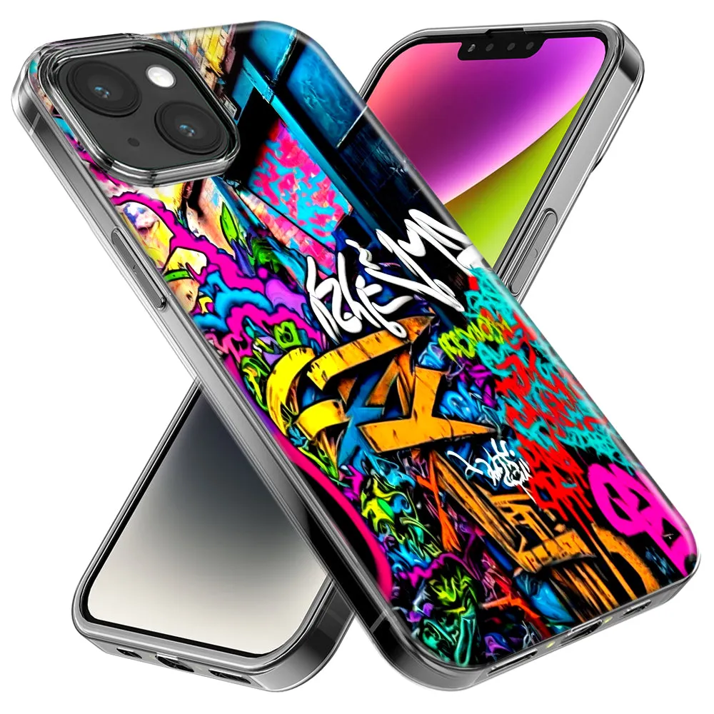 For Apple iPhone 14 Pro Max Urban Graffiti Street Art Painting Design Hybrid Protective Phone Case Cover
