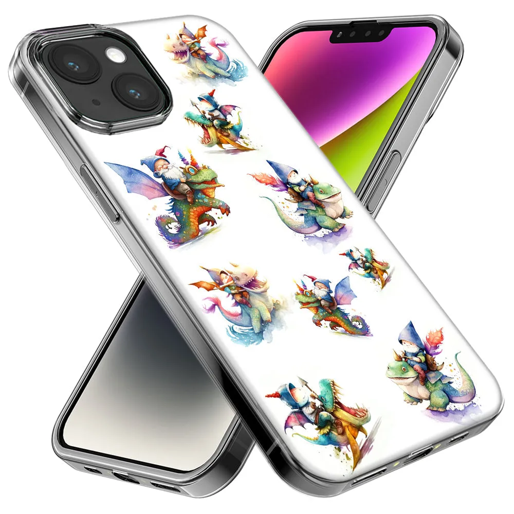 For Apple iPhone 15 Pro Cute Fairy Cartoon Gnomes Dragons Monsters Design Hybrid Protective Phone Case Cover