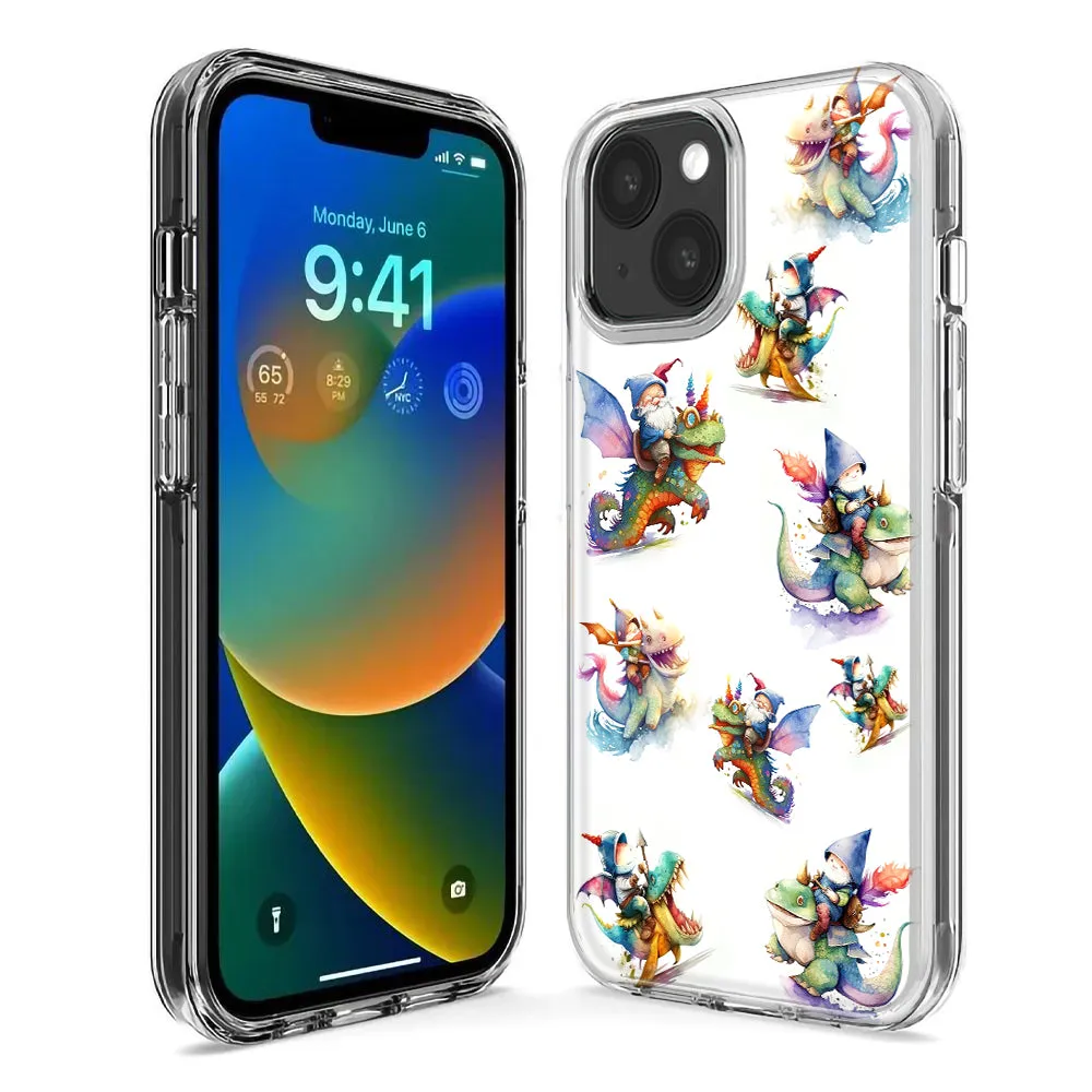 For Apple iPhone 15 Pro Cute Fairy Cartoon Gnomes Dragons Monsters Design Hybrid Protective Phone Case Cover