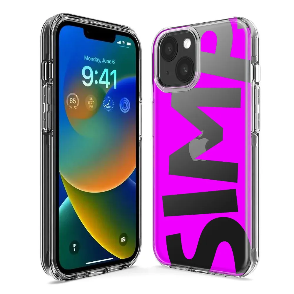 For Apple iPhone 15 Pro Hot Pink Clear Funny Text Quote Simp Design Hybrid Protective Phone Case Cover