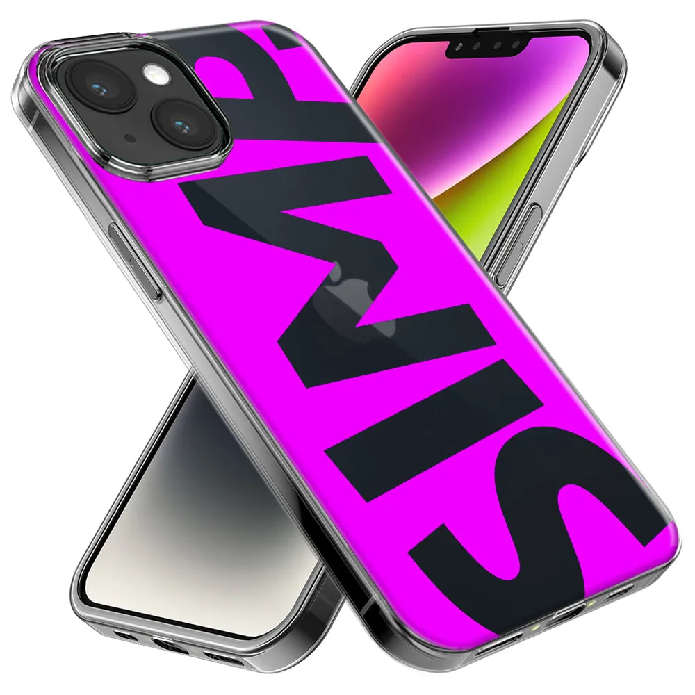 For Apple iPhone 15 Pro Hot Pink Clear Funny Text Quote Simp Design Hybrid Protective Phone Case Cover