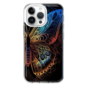 For Apple iPhone 15 Pro Mandala Geometry Abstract Butterfly Pattern Design Hybrid Protective Phone Case Cover