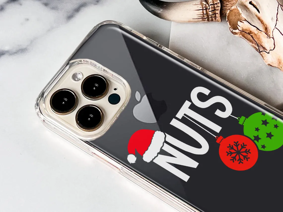 For Apple iPhone 15 Pro Max Christmas Funny Couples Chest Nuts Ornaments Design Hybrid Protective Phone Case Cover