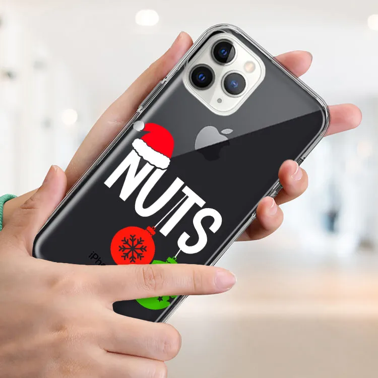 For Apple iPhone 15 Pro Max Christmas Funny Couples Chest Nuts Ornaments Design Hybrid Protective Phone Case Cover