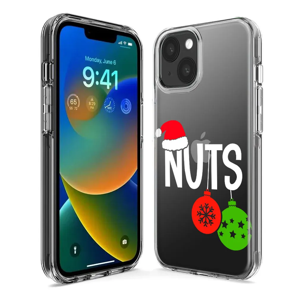 For Apple iPhone 15 Pro Max Christmas Funny Couples Chest Nuts Ornaments Design Hybrid Protective Phone Case Cover