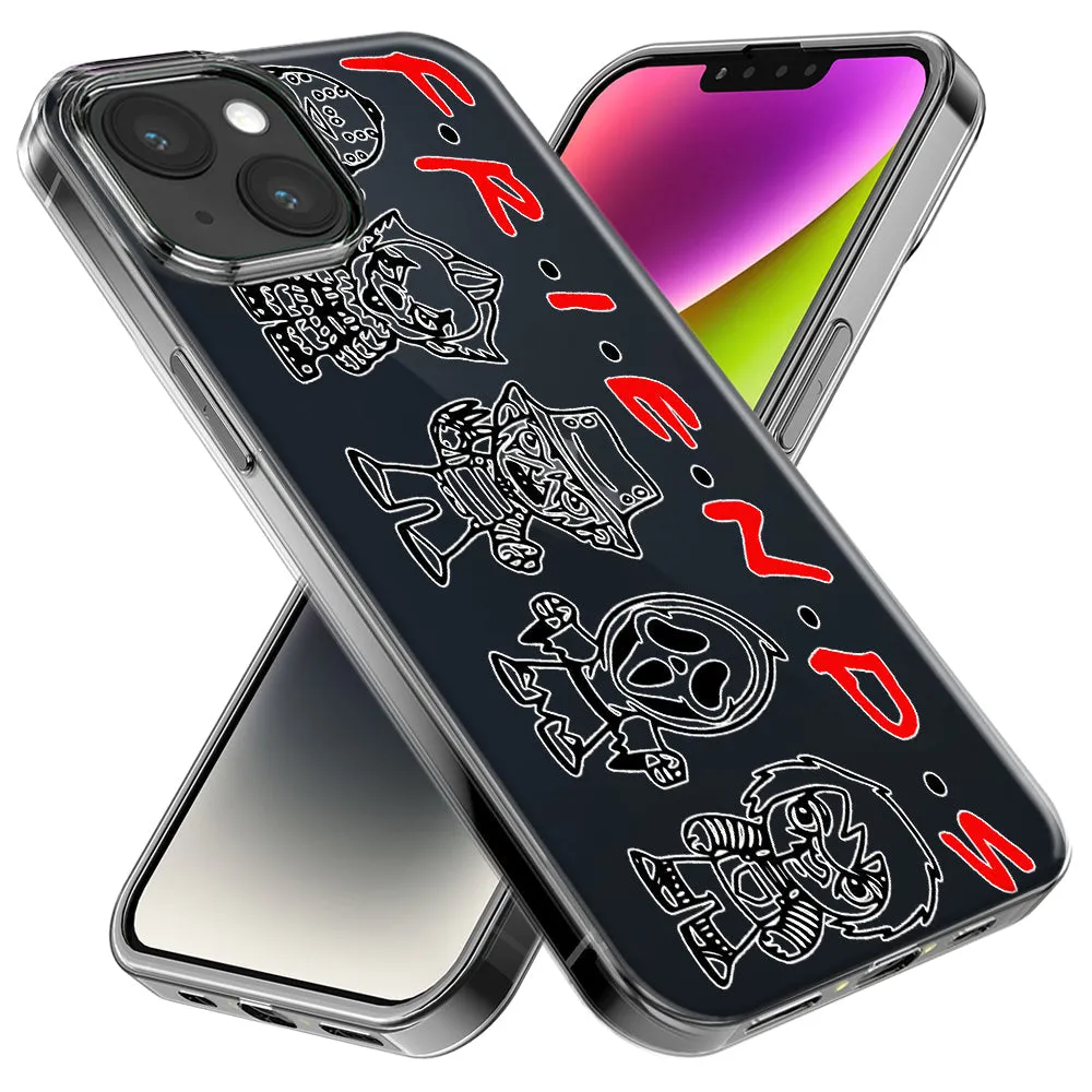 For Apple iPhone 15 Pro Max Cute Halloween Spooky Horror Scary Characters Friends Design Hybrid Protective Phone Case Cover