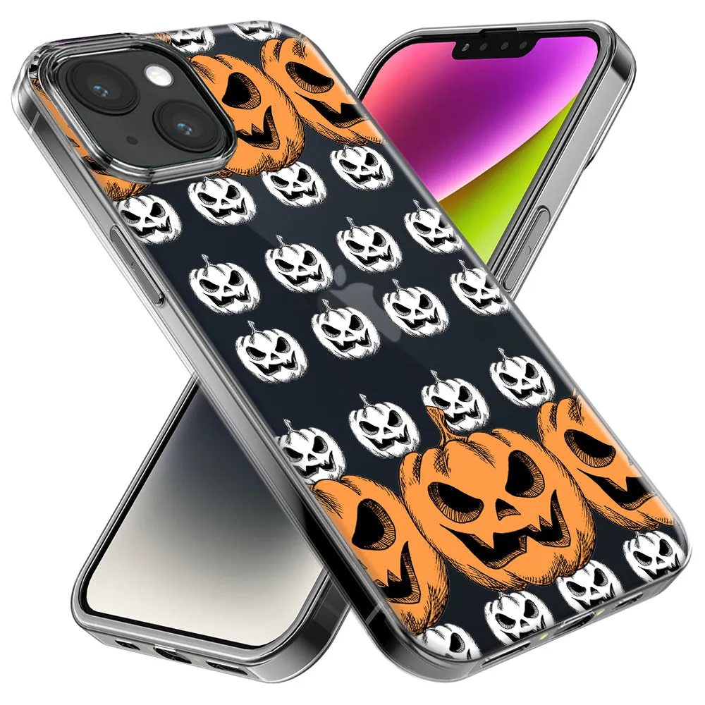 For Apple iPhone 15 Pro Max Halloween Spooky Horror Scary Jack O Lantern Pumpkins Design Hybrid Protective Phone Case Cover
