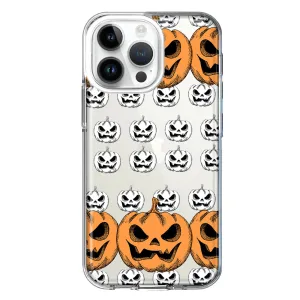 For Apple iPhone 15 Pro Max Halloween Spooky Horror Scary Jack O Lantern Pumpkins Design Hybrid Protective Phone Case Cover