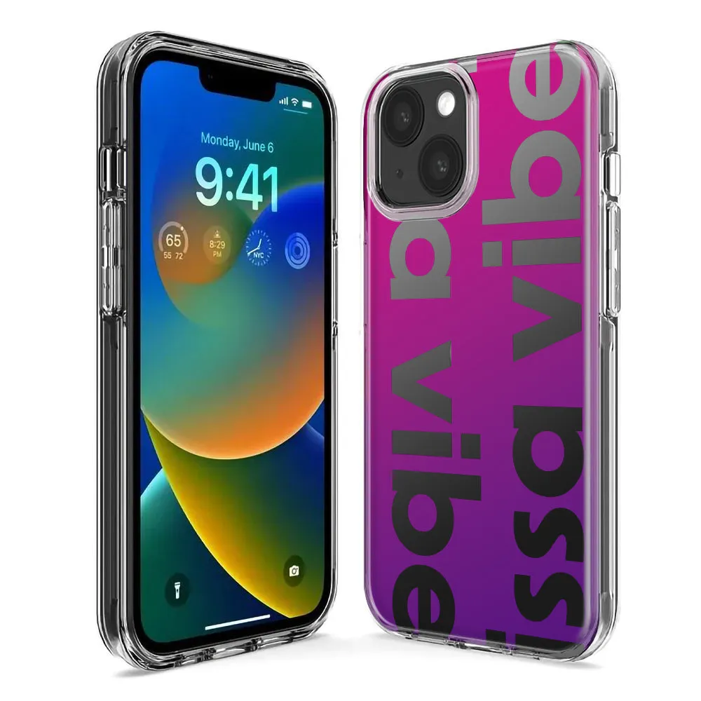 For Apple iPhone 15 Pro Max Purple Clear Funny Text Quote Issa Vibe Design Hybrid Protective Phone Case Cover