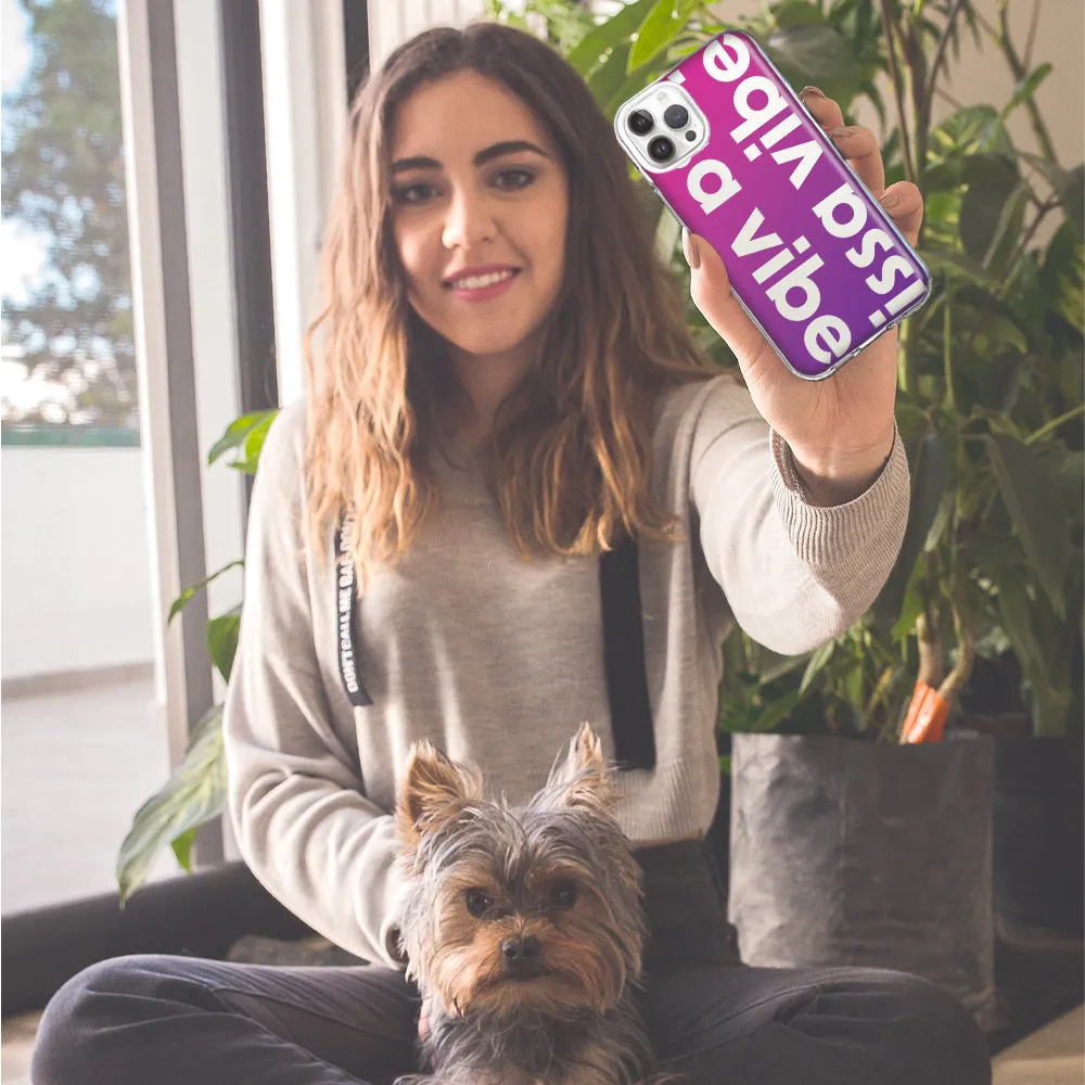 For Apple iPhone 15 Pro Max Purple Clear Funny Text Quote Issa Vibe Design Hybrid Protective Phone Case Cover