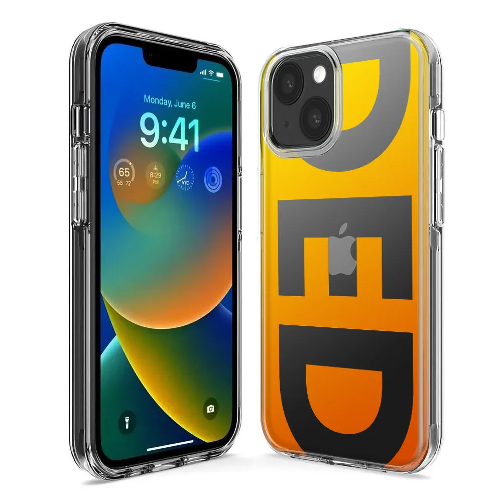 For Apple iPhone 15 Pro Orange Yellow Clear Funny Text Quote Ded Design Hybrid Protective Phone Case Cover
