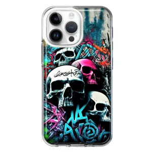 For Apple iPhone 15 Pro Skulls Graffiti Painting Art Design Hybrid Protective Phone Case Cover