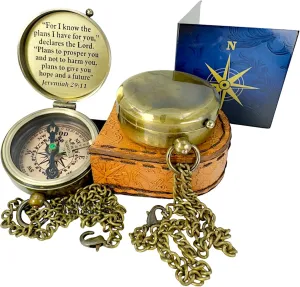 for I Know The Plans – Jeremiah 29:11 Compass, Easter Gift 2025 for Christian Teens, Boys, Girls, Baptism or Confirmation Brass Keepsake, Religious Graduation Inspirational Gift
