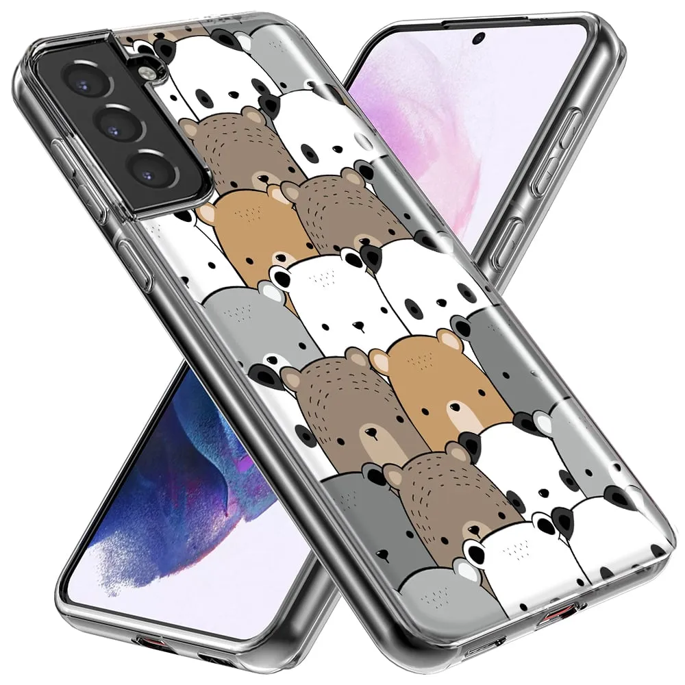 For Samsung Galaxy S22 Ultra Cute Bears Slim Shockproof Hard Shell TPU Case Heavy Duty Protective Phone Cover
