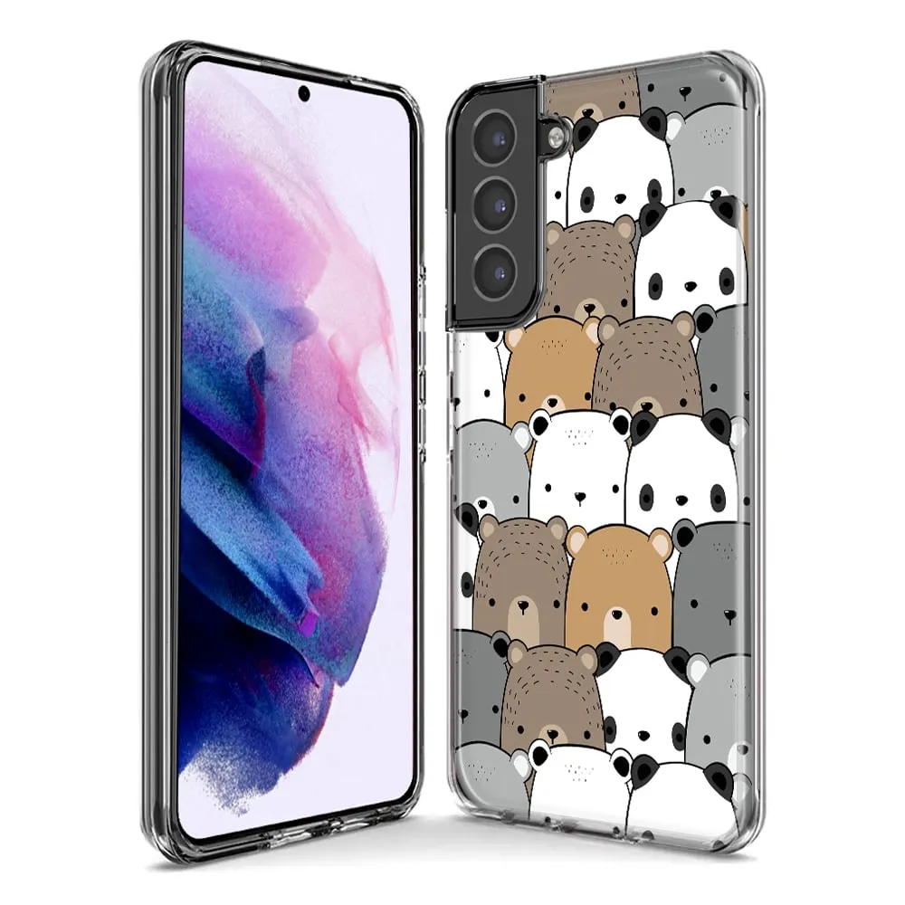 For Samsung Galaxy S22 Ultra Cute Bears Slim Shockproof Hard Shell TPU Case Heavy Duty Protective Phone Cover