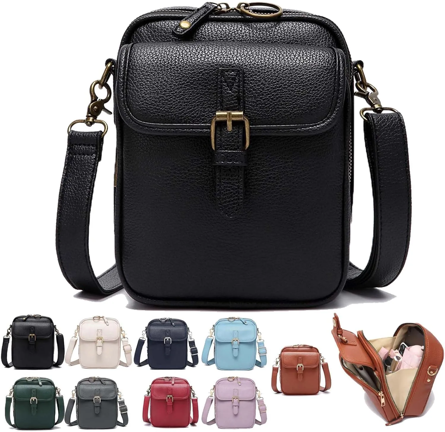 Forcipower Crossbody Bag, 2025 New Forcipower Crossbody Leather Bag for Women, Anti-Theft Retro Design