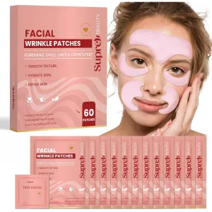 Forehead Wrinkle Patches For Anti-Wrinkle: Facial Wrinkle Patches for Forehead Under Eye and Smile Lines 3 in 1 Set - Overnight Mask with Peptide 60 PCS