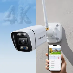 FOSCAM 4K 8MP Security Cameras Wireless Outdoor, 5GHz&2.4GHz WiFi Surveillance Camera for Home Security Outside, 120° FoV, 20x Zoom, AI Detect Human/Vehicle, 66FT Color Night Vision, IP66