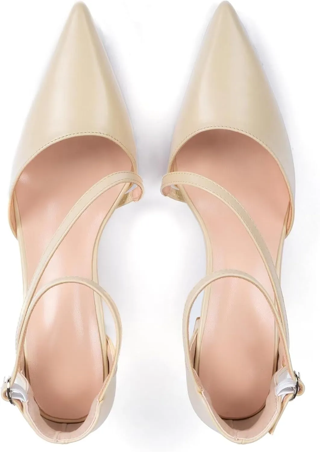 Frank Mully Women's Heel Pumps Close Toe Heels Low Block Chunky Pumps Shoes with Ankle Straps Wedding Party Dress Shoes Rhinestone