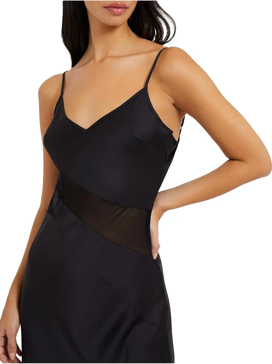 French Connection Womens Satin Strappy Slip Dress