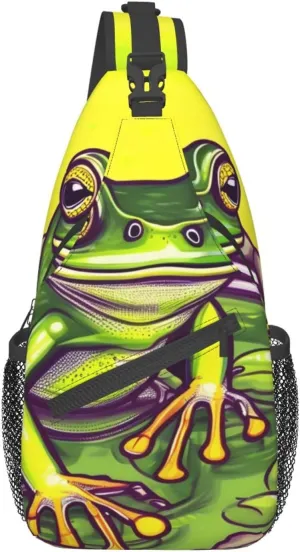 Frog In A Pond Chest Bag Crossbody Bag. Rugged And Durable, High Storage Capacity. Adjustable Strap Length.