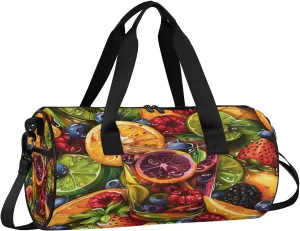 Fruit Orange Juice Travel Gym Bag Waterproof Sport Dance Bag for Women Men Portable Gymnastics Duffel Bags Canvas Tote Carry on Handbag for Workout Overnight Weekender