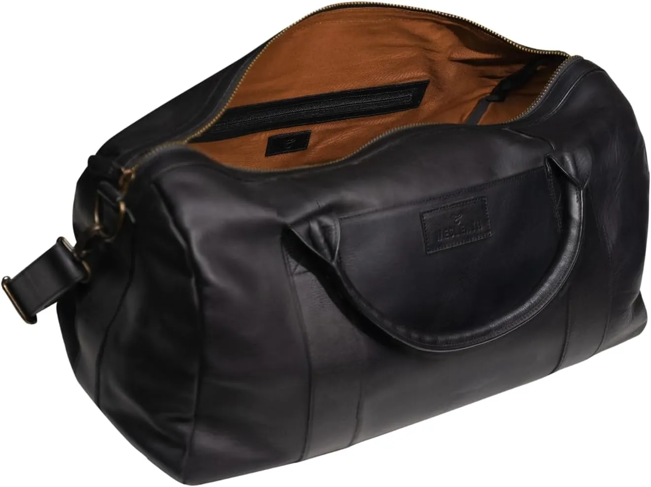 Full Grain Leather Duffle Bag – 40L Travel, Gym & Carry-On Weekender for Men | Handcrafted Overnight Bag with Brass Hardware, Black Style