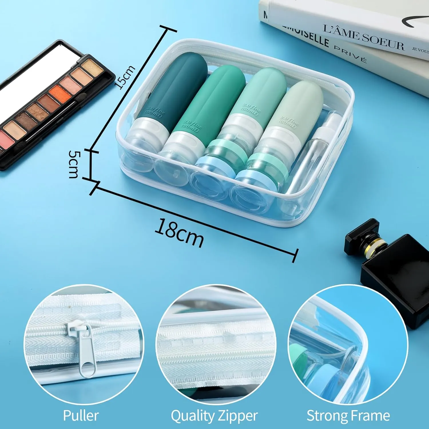 Gemice 16 Pack Travel Size Bottles, TSA Approved Leakproof Travel Containers for Toiletries, Silicone Refillable Travel Essentials Accessories with Travel Bag for Shampoo Conditioner