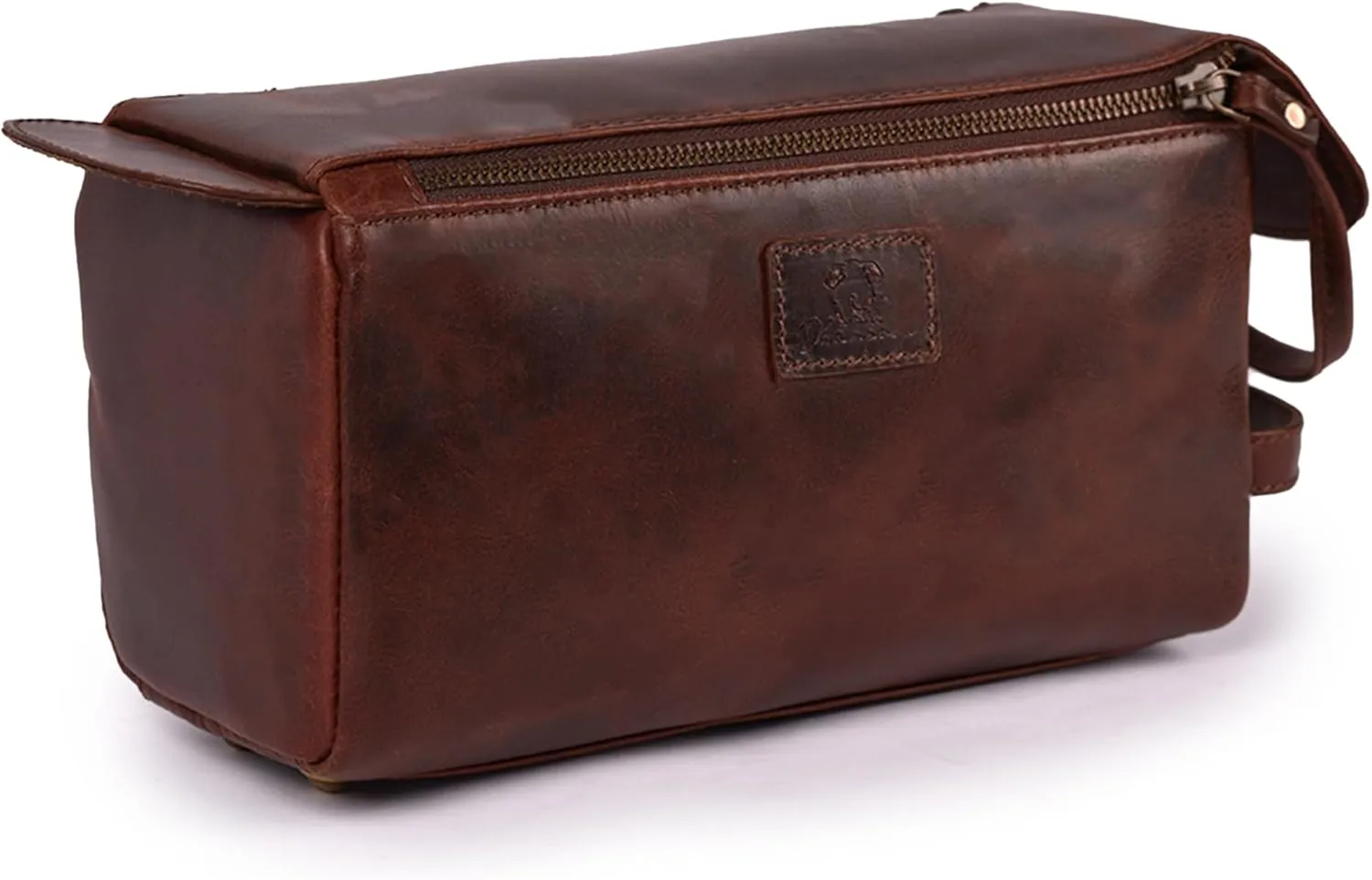 Genuine Leather Dopp Kit - 10x5x4.5 Inches Unisex Water-Resistance Cosmetic & Shaving Bag, Travel Organizer Toiletry Bag for Men & Women- Cherry