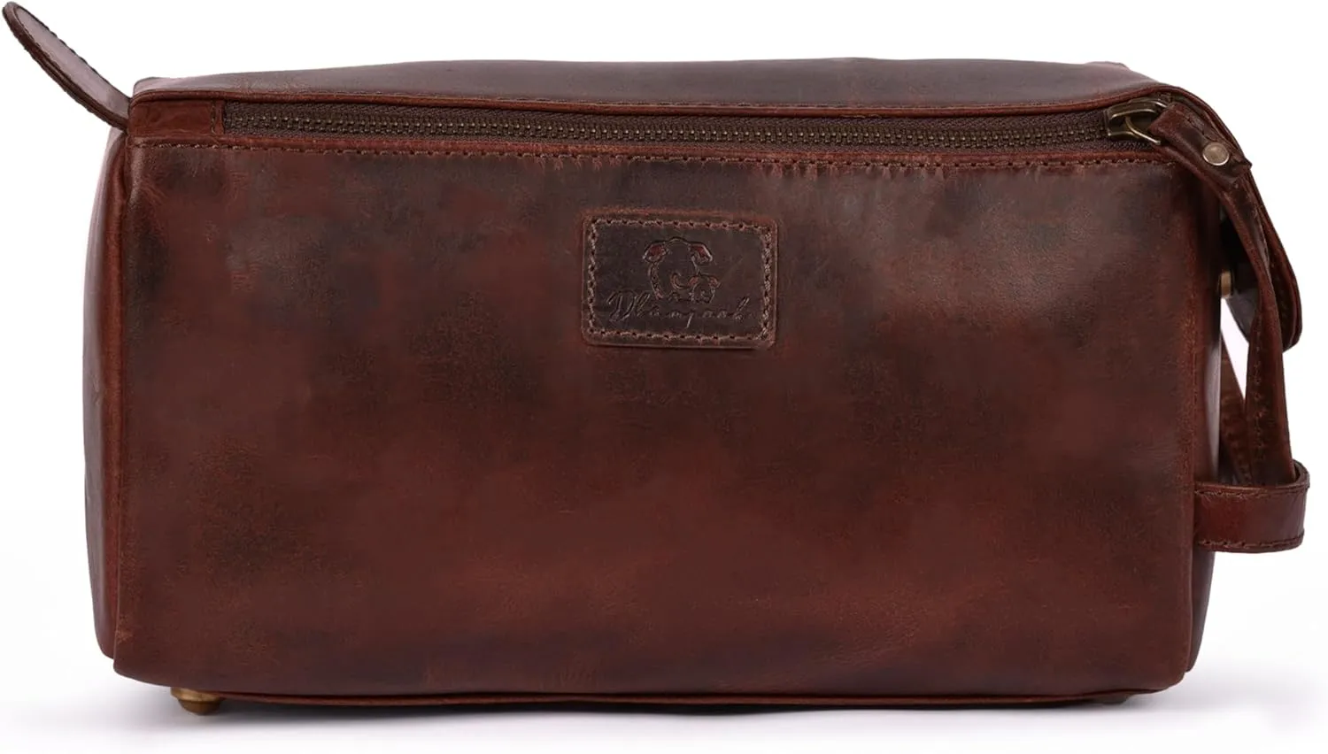 Genuine Leather Dopp Kit - 10x5x4.5 Inches Unisex Water-Resistance Cosmetic & Shaving Bag, Travel Organizer Toiletry Bag for Men & Women- Cherry
