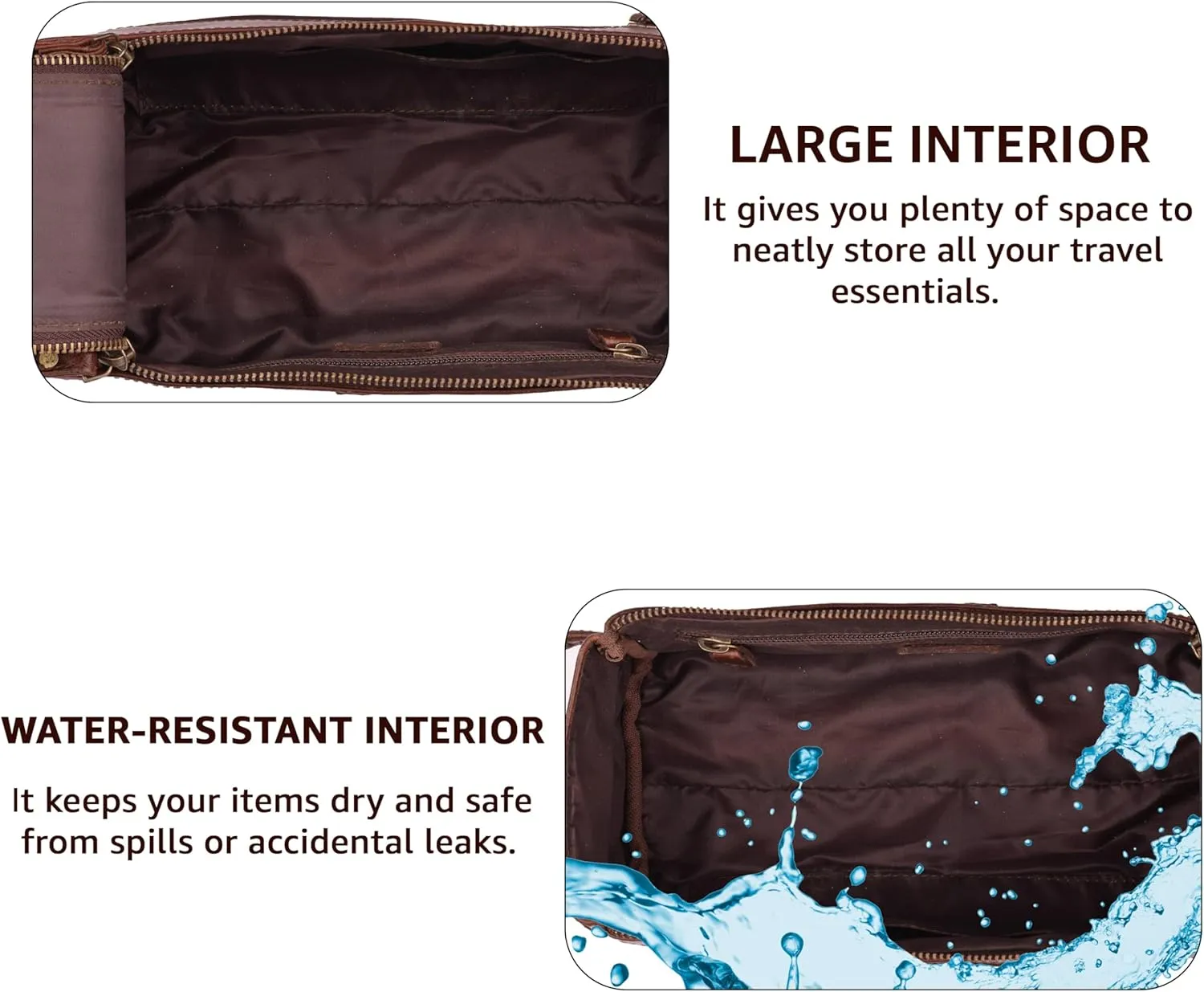 Genuine Leather Dopp Kit - 10x5x4.5 Inches Unisex Water-Resistance Cosmetic & Shaving Bag, Travel Organizer Toiletry Bag for Men & Women- Cherry