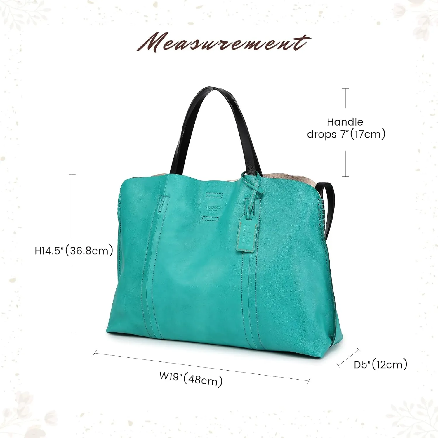 Genuine Leather Forest Island Tote | Spacious Handbag with Removable Inner Pouches