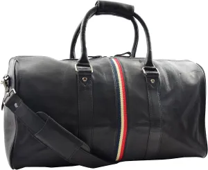 Genuine Leather Holdall Black Sports Weekend Travel Duffle Bag Miami, Black, M, Travel Duffle
