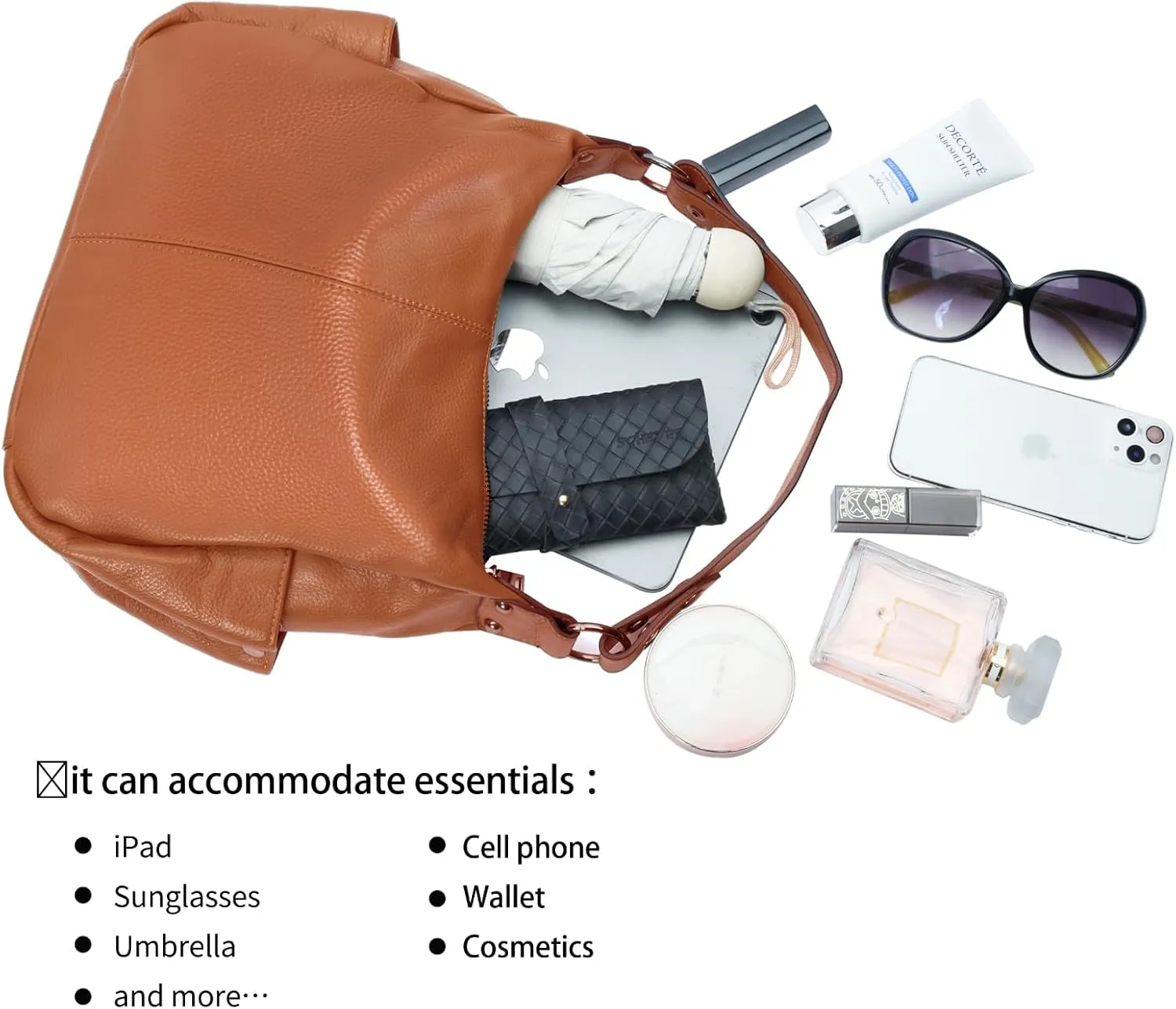 Genuine Leather Purses for Women Hobo Crossbody Bags Casual Shoulder Bag with Adjustable Straps