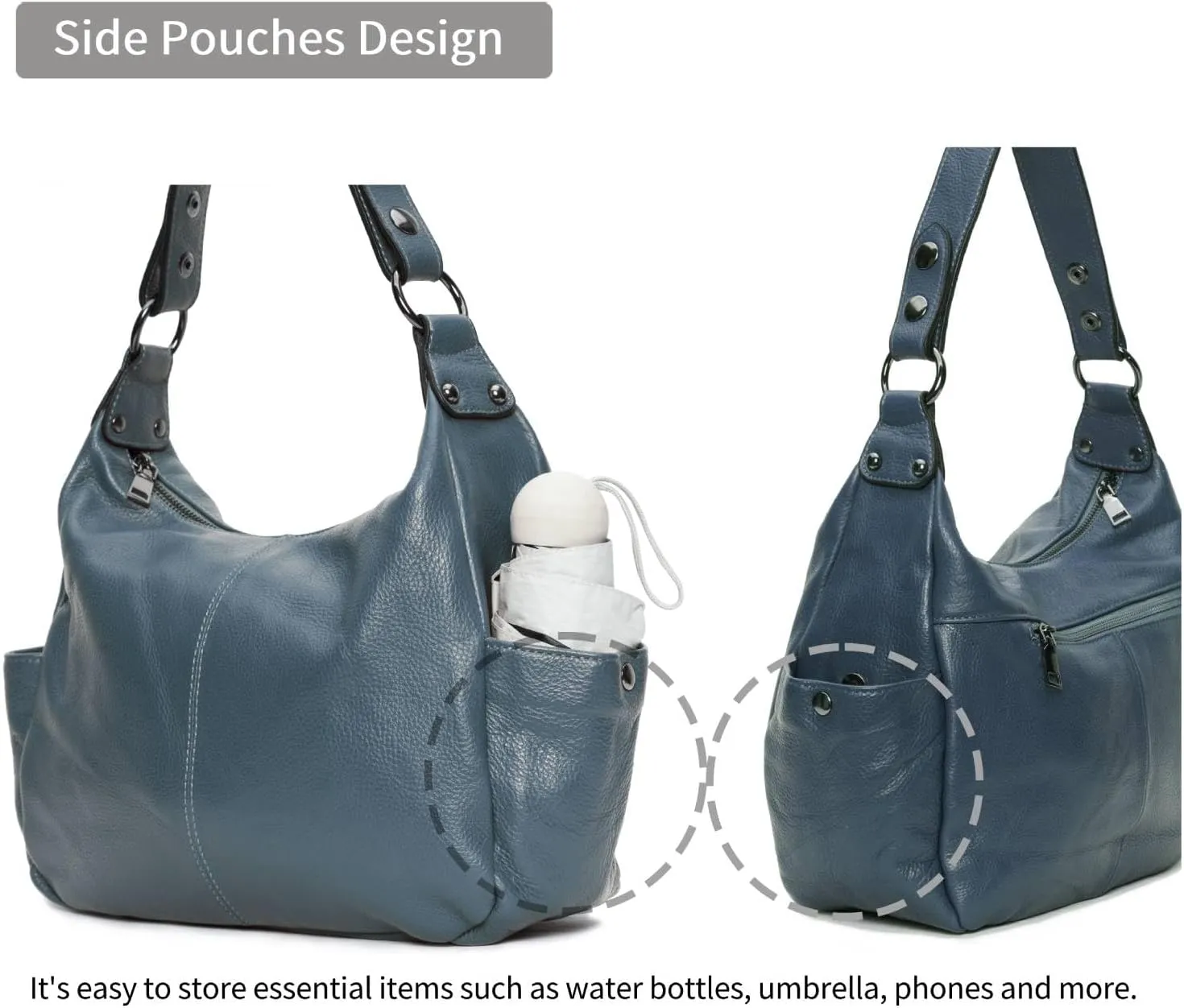 Genuine Leather Purses for Women Hobo Crossbody Bags Casual Shoulder Bag with Adjustable Straps