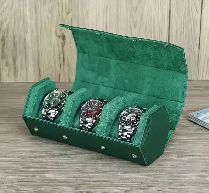 Genuine Leather Watch Organizer with Removable Pouches