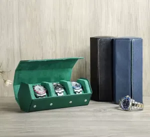Genuine Leather Watch Organizer with Removable Pouches