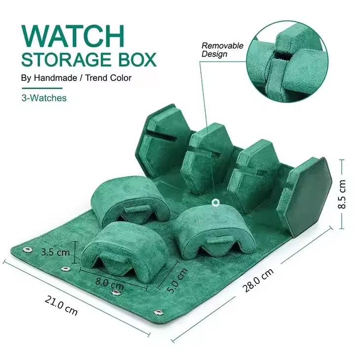 Genuine Leather Watch Organizer with Removable Pouches