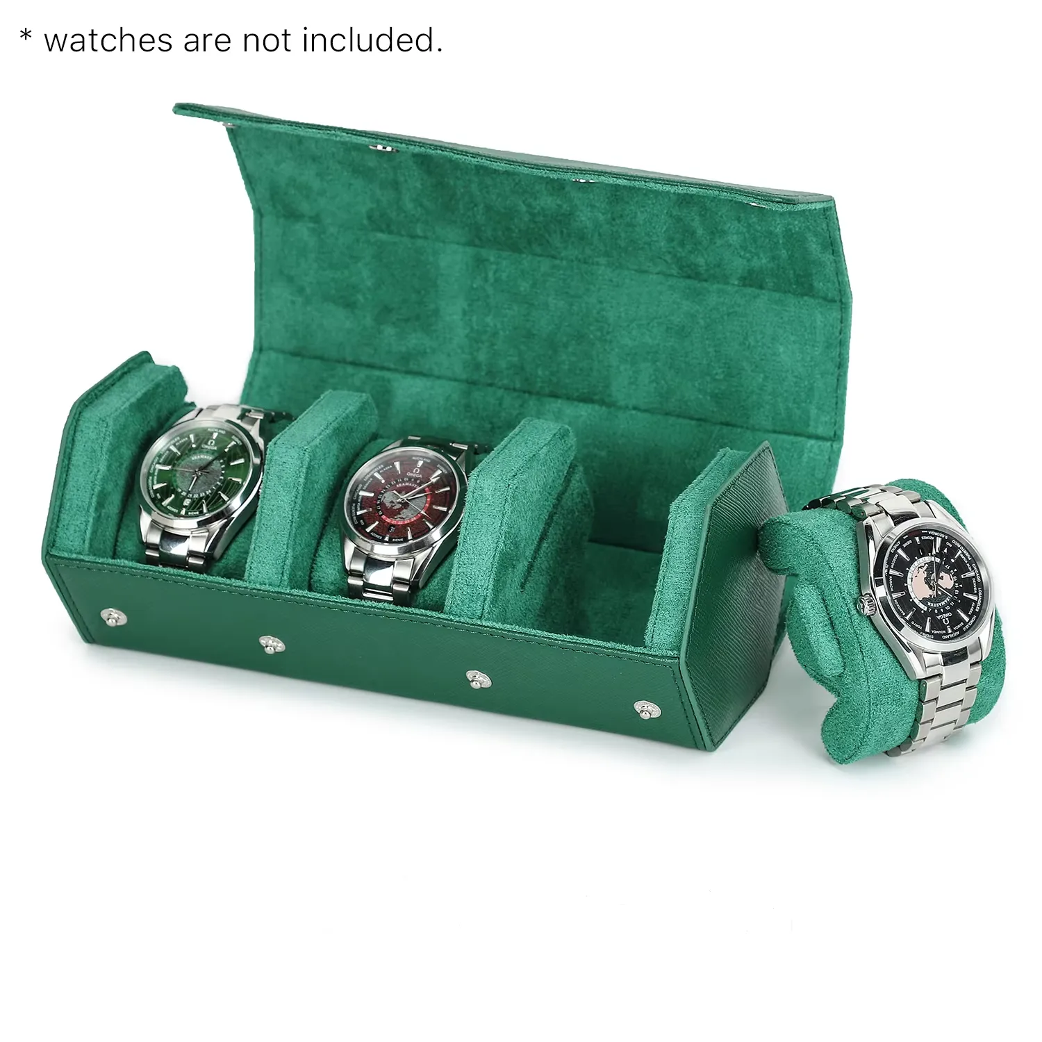 Genuine Leather Watch Organizer with Removable Pouches