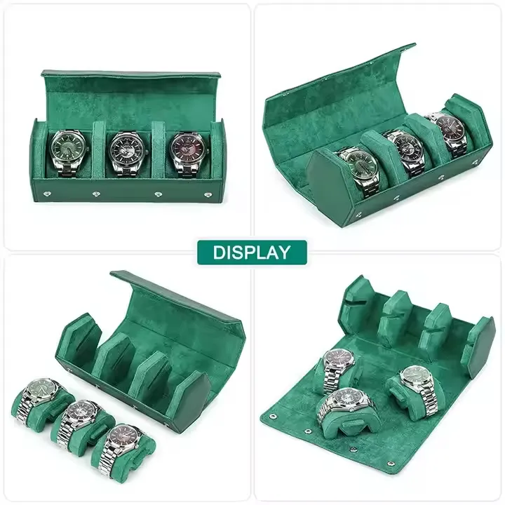 Genuine Leather Watch Organizer with Removable Pouches