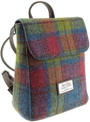 Genuine Scottish Harris Tweed Mini Backpack/Rucksack 'Tummel' in Multi Colour Tartan - LB1213 (Multi Colour Tartan)