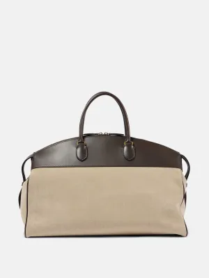 George XL leather-trimmed denim duffel bag