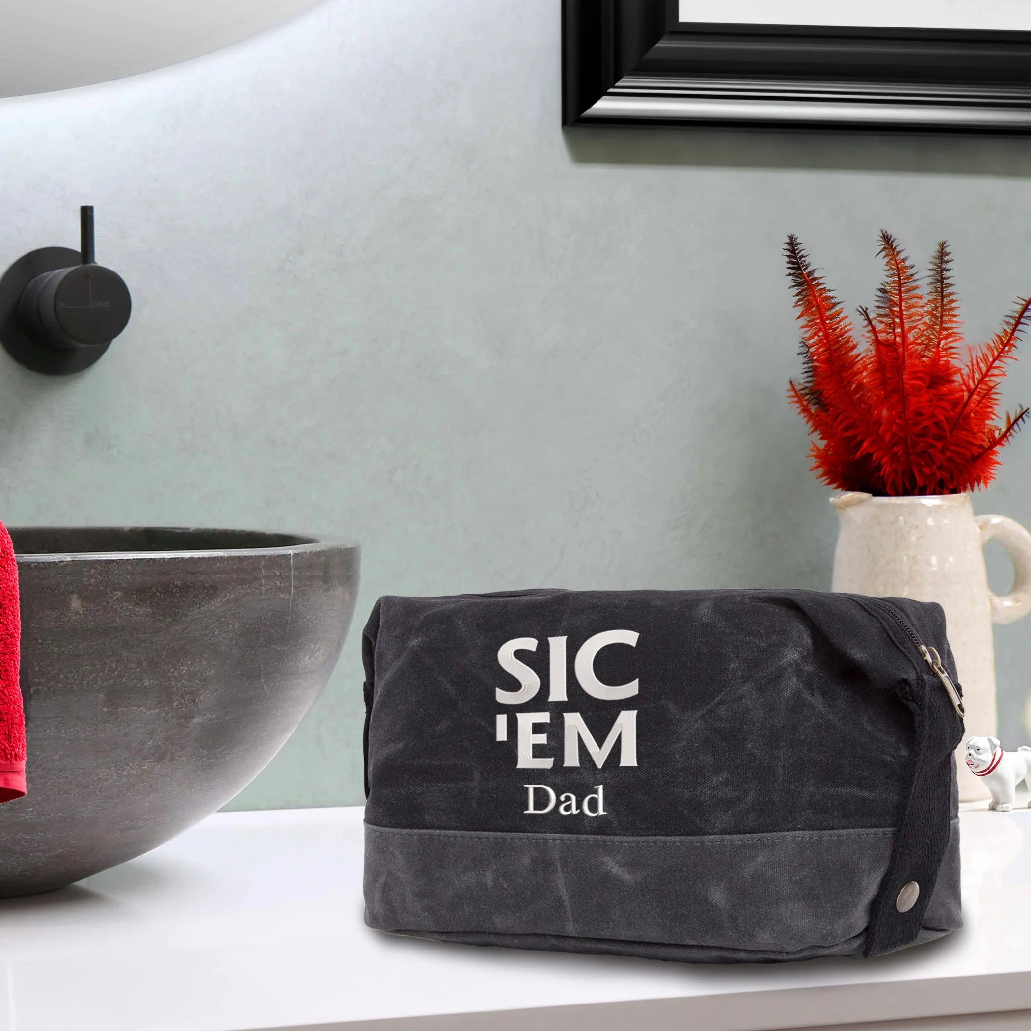 Georgia Themed Waxed Canvas Dopp Kit